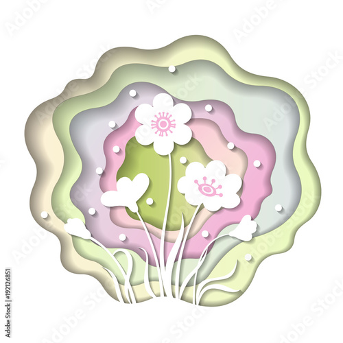 Abstract paper carve spring background.