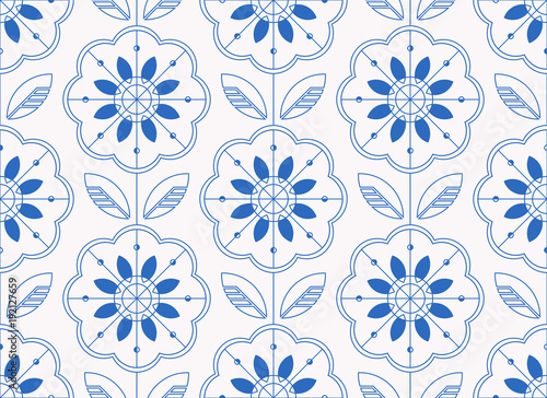 seamless floral pattern in scandinavian style  line art
