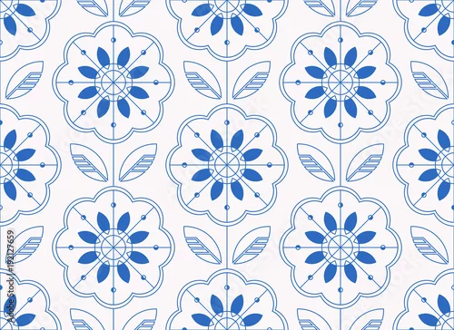 Tapety kwiatowy wzór w stylu skandynawskim, grafika liniowa