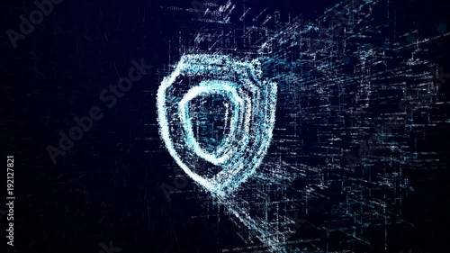 Protection icon consisting of interactive digit and symbol. Security icon in digital cyber space