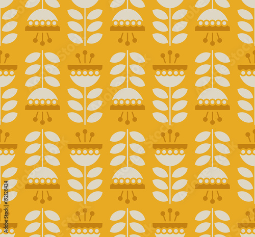 seamless retro pattern with flowers and leaves