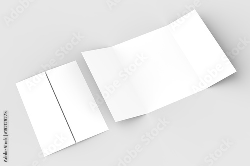 Konstfotografi Double gate fold vertical brochure mock up isolated on soft gray background