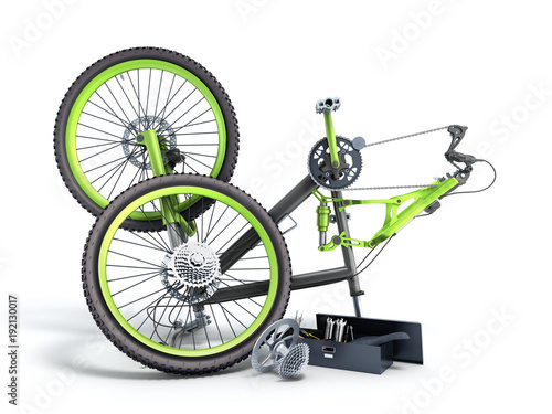 bicycle repair concept 3d render on white © nosorogua
