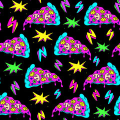 Handdoek met foto Graffiti patronen Ruimte alien pizza explosie patroon  © InnaPoka
