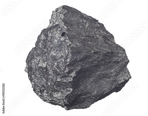 Piece of iron ore isolated on white background. Iron ore is a mineral substance which, when heated in the presence of a reductant, will yield metallic iron.