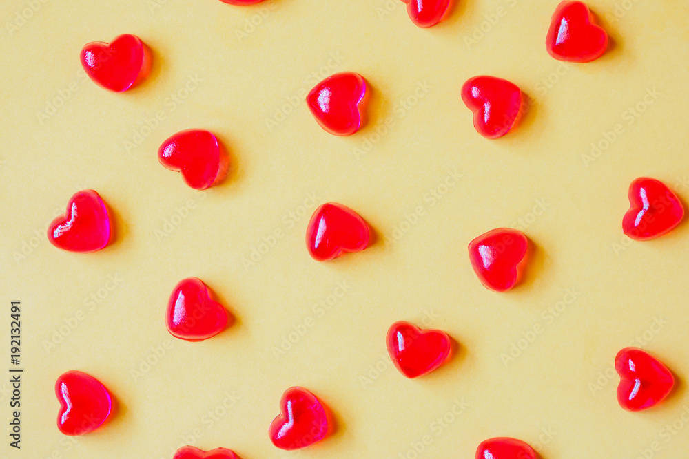 Valentines day background with heart shape candy
