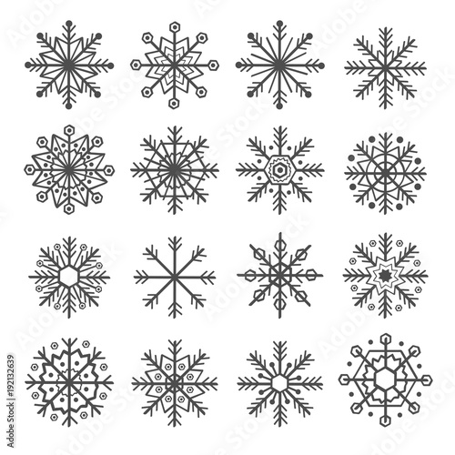 set of isolated decoration snowflake- vector illustration  eps  