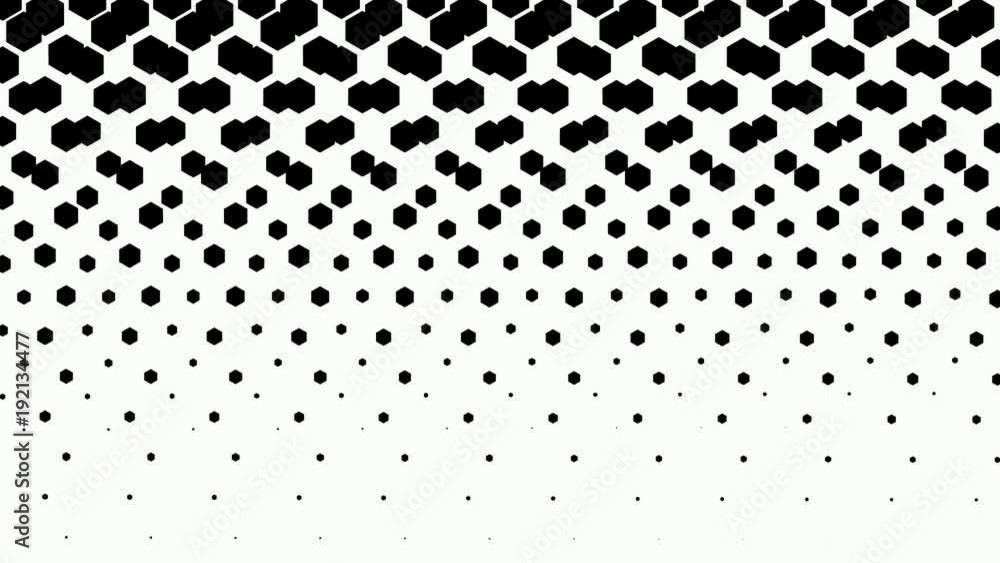 Abstract CGI motion graphics and animated background with white and black hexagon figures. For masking