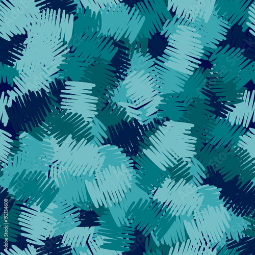 A seamless pattern of roughly shaded colorful doodles