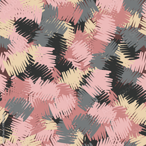 A seamless pattern of roughly shaded colorful doodles