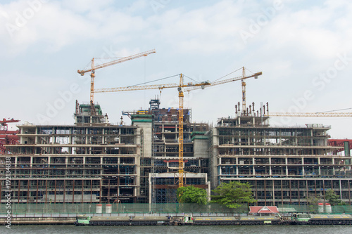 Wallpaper Mural タイ・バンコク・チャオプラヤ川・ボート・建設 Torontodigital.ca