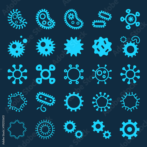 Bacteria, virus, germs icon set in thin line style. Simple Set of Bacteria Related Vector Icons for Your Design. photo