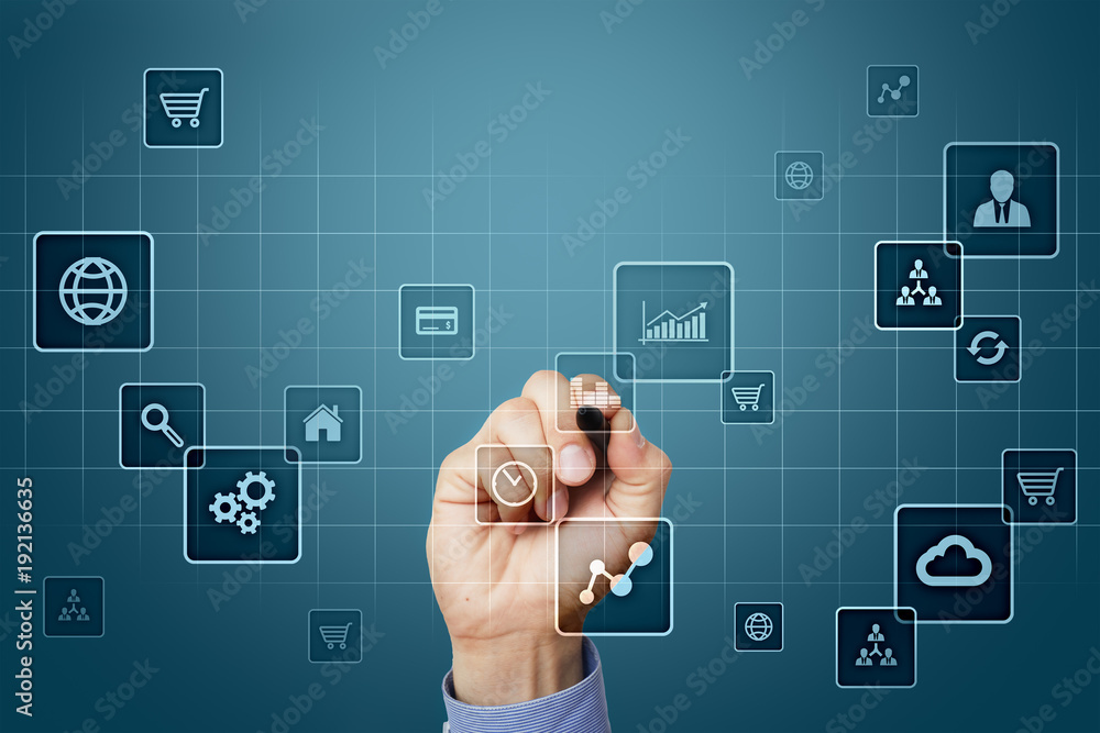 Virtual screen interface with applications icons. APPS. Strategy planning Internet technology concept. Virtual screen interface with applications icons. APPS. Strategy planning Internet technology concept.