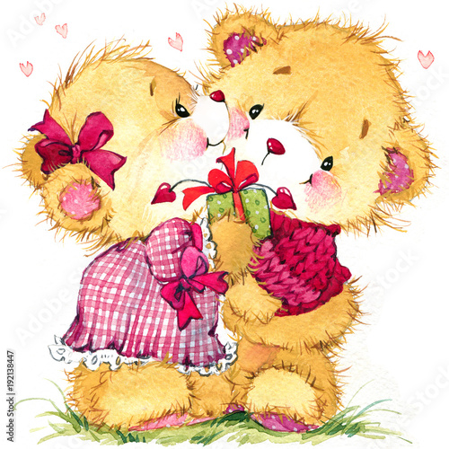 cute teddy bear watercolor illustration photo