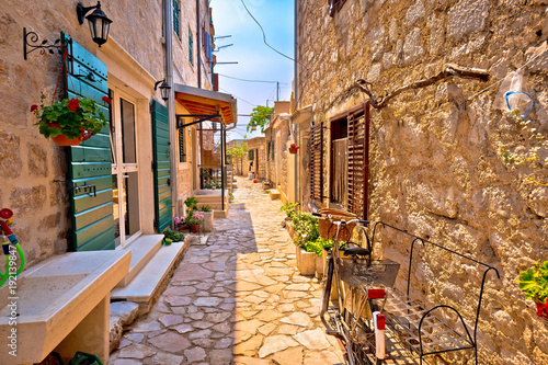 Colorful mediterranean stone street of Prvic island