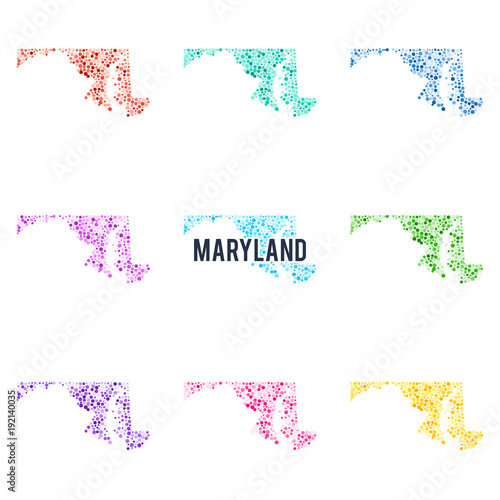 Vector colourful dotted map of the state of Maryland.