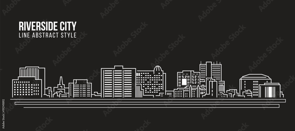 Cityscape Building Line art Vector Illustration design -riverside city california