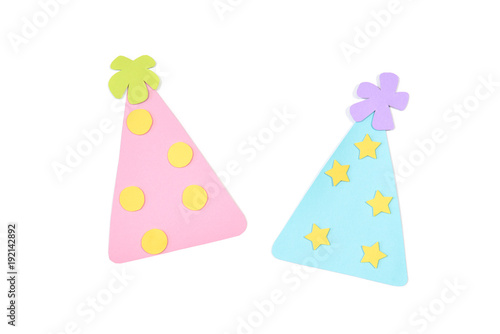 Party hats paper cut on white background - isolated
