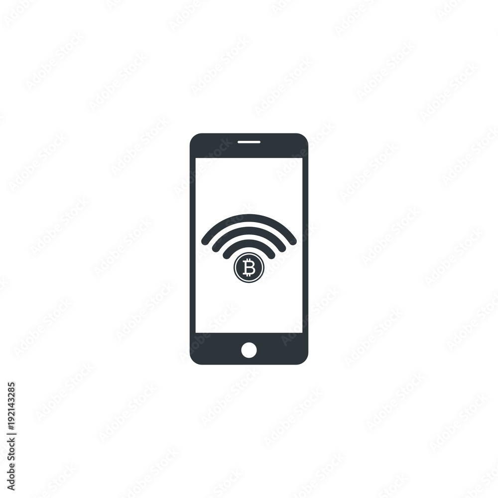 bitcoin icon combine wi-fi symbol in smartphone icon vector illustration bitcoin icon combine wi-fi symbol in smartphone icon vector illustration