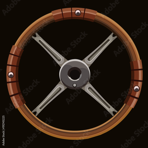 painted brown wooden car steering wheel