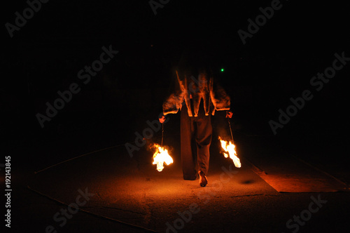 Canvastavla Fire show performance at night