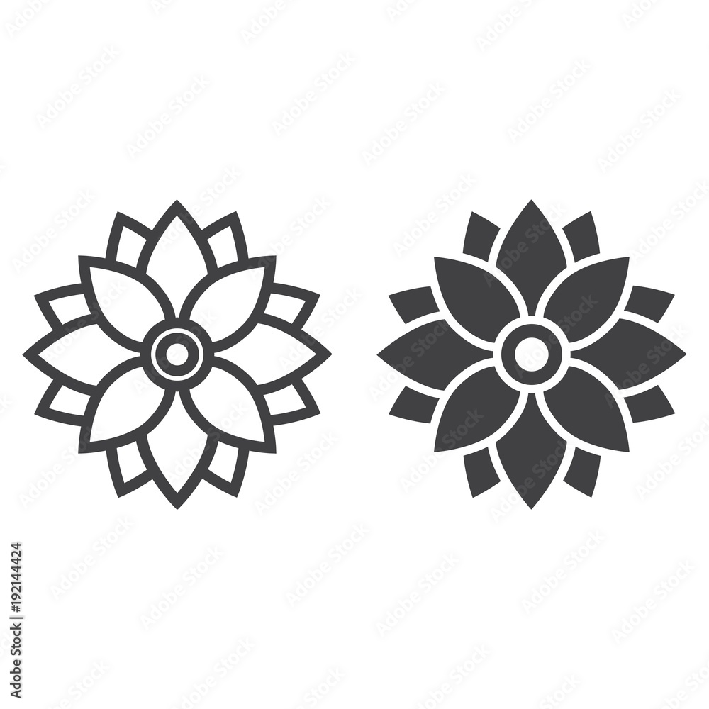 Flower Astra line and glyph icon, easter and holiday, nature sign vector graphics, a linear pattern on a white background, eps 10. Flower Astra line and glyph icon, easter and holiday, nature sign vector graphics, a linear pattern on a white background, eps 10.
