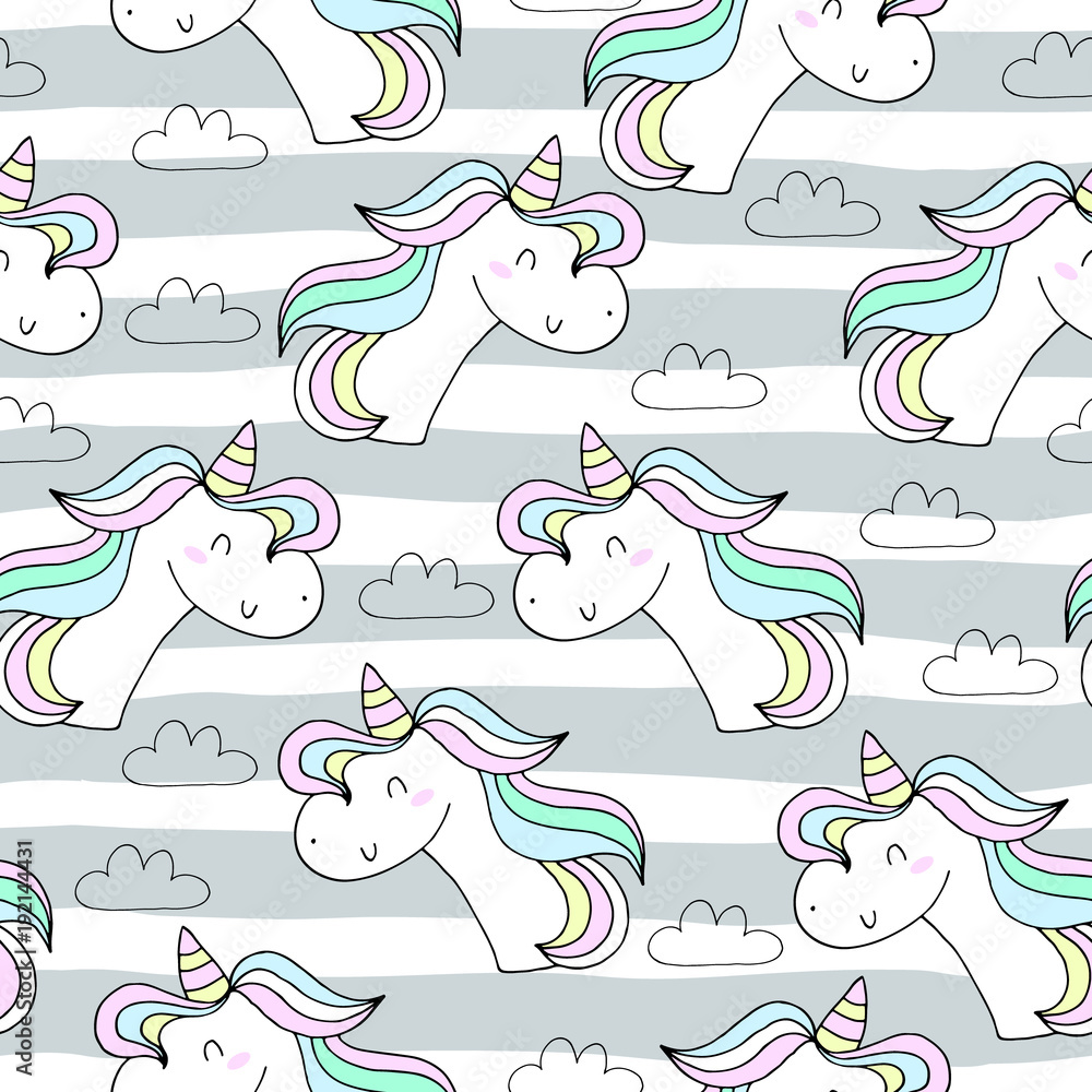 Fototapeta premium cute unicorn vector pattern