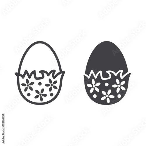 Chocolate egg with wrapper line and glyph icon, easter and holiday, sweet sign vector graphics, a linear pattern on a white background, eps 10.