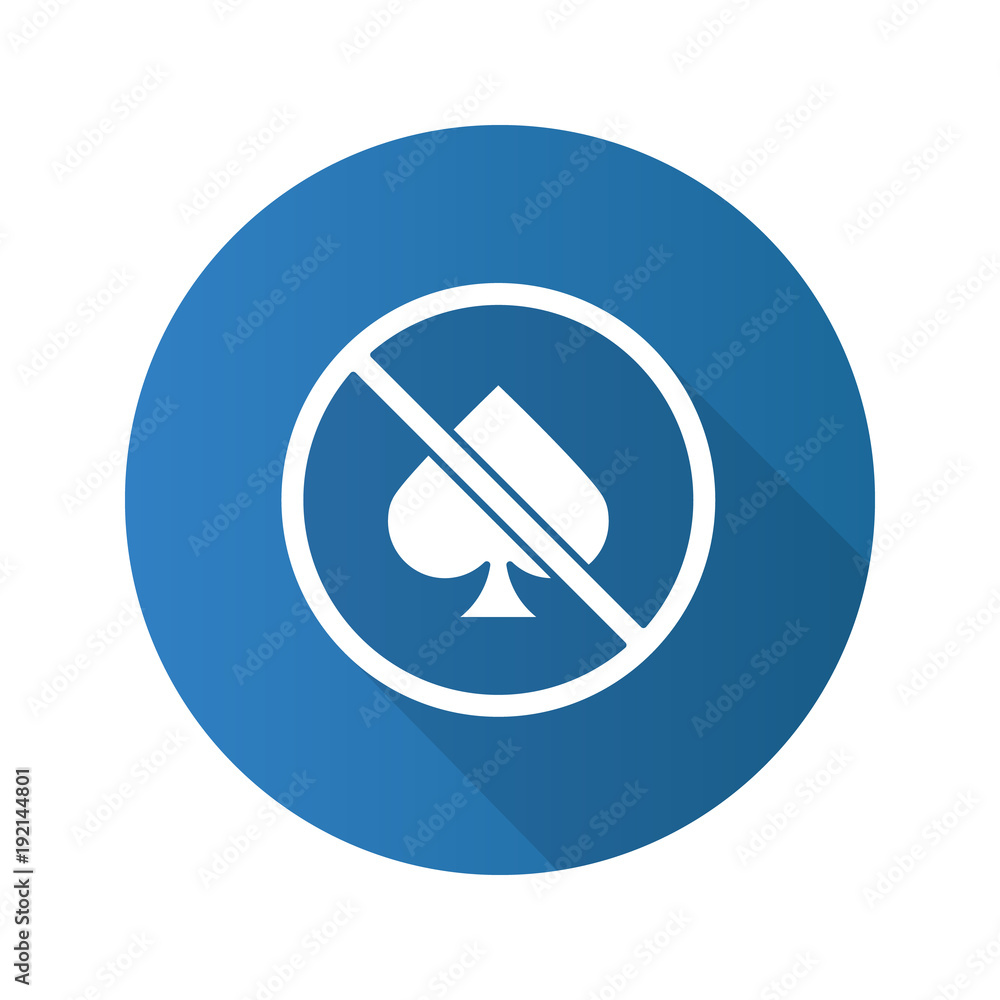 No gambling prohibition flat design long shadow glyph icon No gambling prohibition flat design long shadow glyph icon