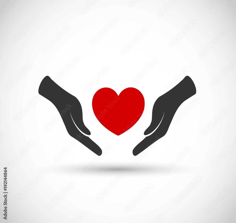 Heart with hands vector icon Heart with hands vector icon