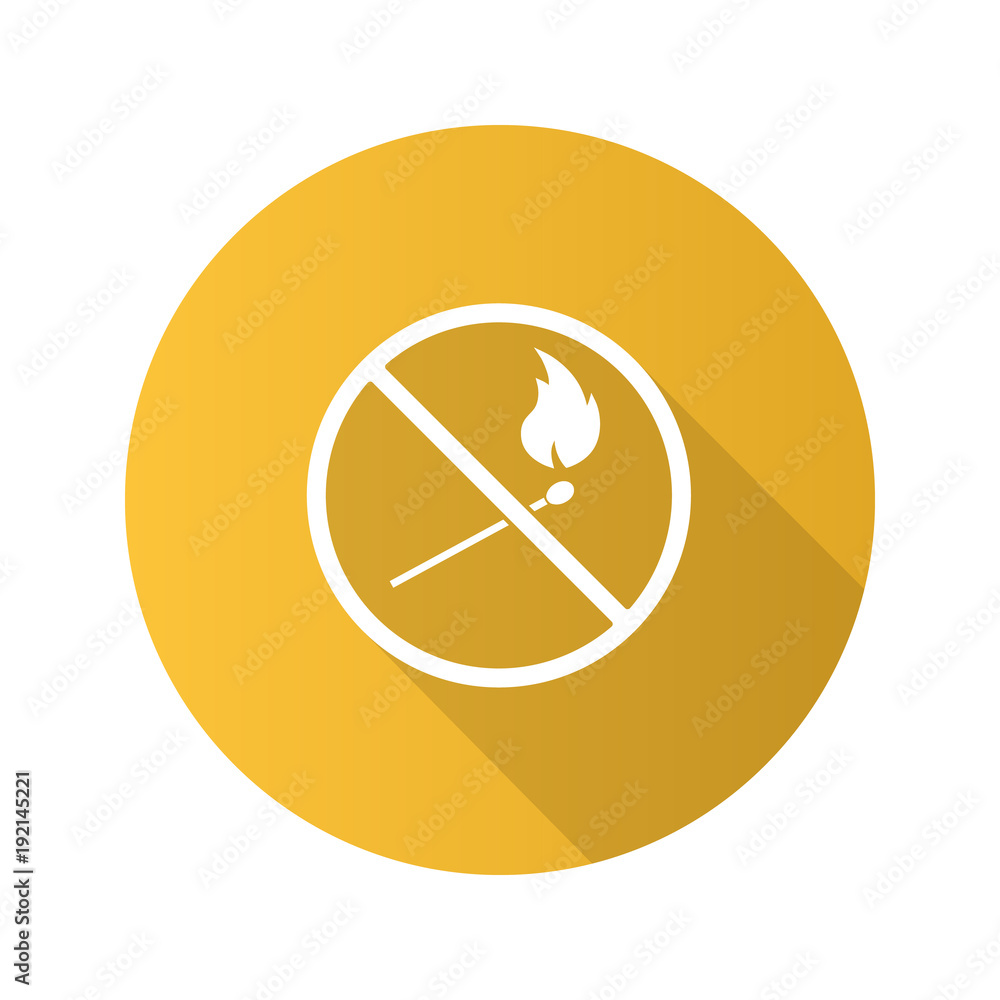Forbidden sign with burning matchstick flat design long shadow g Forbidden sign with burning matchstick flat design long shadow g