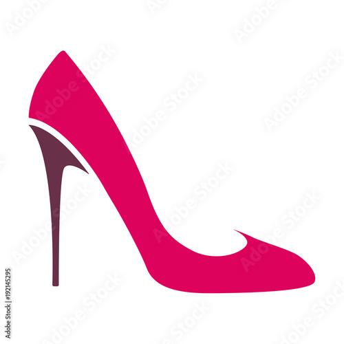 Color logo women's high-heeled shoes, a transparent background. Vector image.
