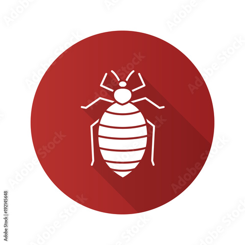 Bed bug flat design long shadow glyph icon