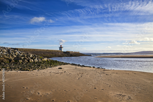 Georgian Lighthouse at Burry Port, Carmarthenshire, Wales, near the Gower Peninsula at the Loughor Estuary