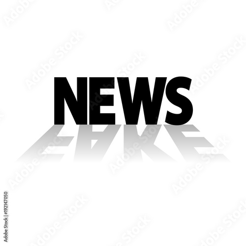 Icono plano NEWS en negro con reflejo FAKE en gris