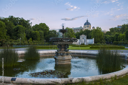 Fountain and park view, Burggarten, Vienna, Austria