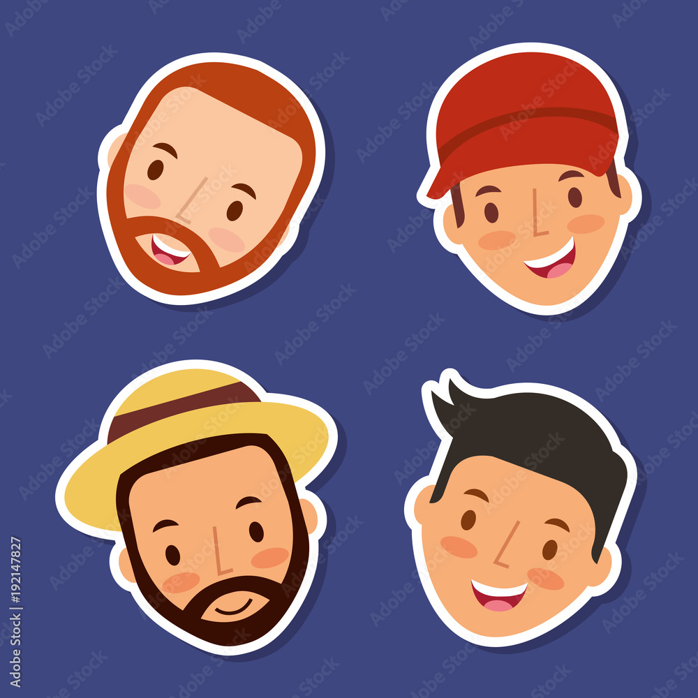 happy men faces smiling character icon vector ilustration happy men faces smiling character icon vector ilustration