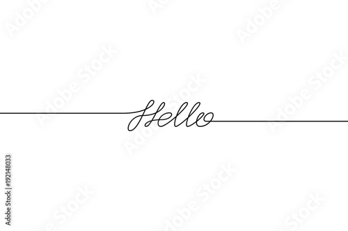 HELLO handwritten inscription. Hand drawn lettering. alligraphy. One line drawing of phrase Vector illustration photo