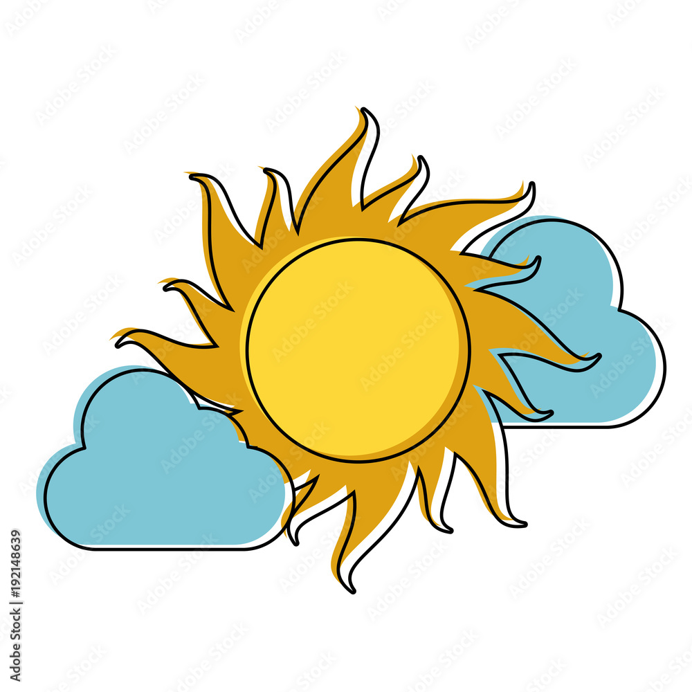 Sun and clouds weather icon vector illustration graphic design Sun and clouds weather icon vector illustration graphic design