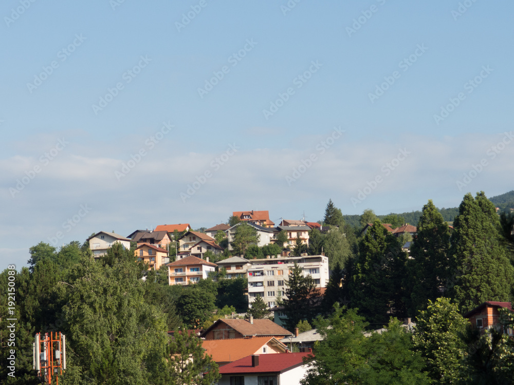 Landscape of Jajce city from fortress