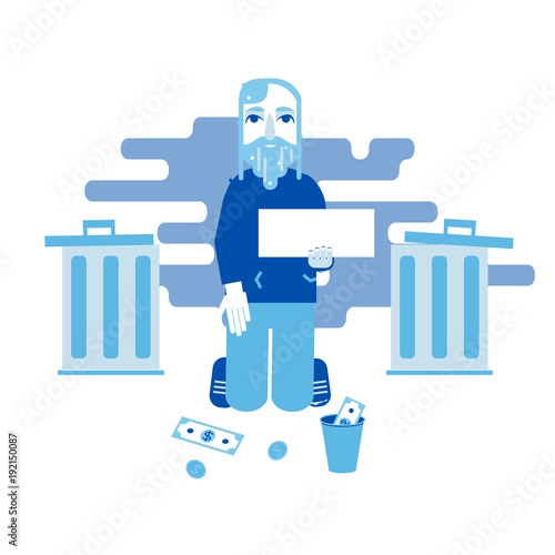 homeless person begging for money