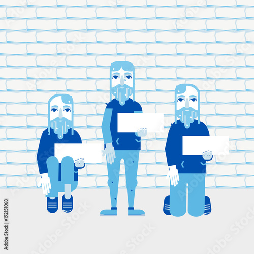 homeless men begging for money