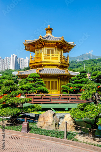 Golden Pavilion of absolute perfection in Nan Lian Garden in Chi Lin Nunnery, Hong Kong