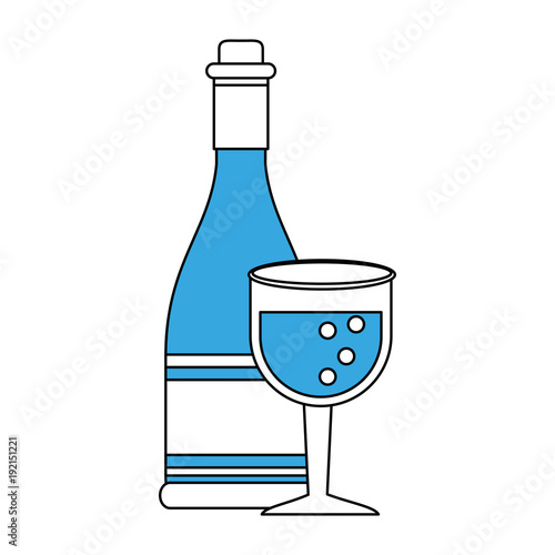 Wine bottle with cup icon vector illustration graphic design