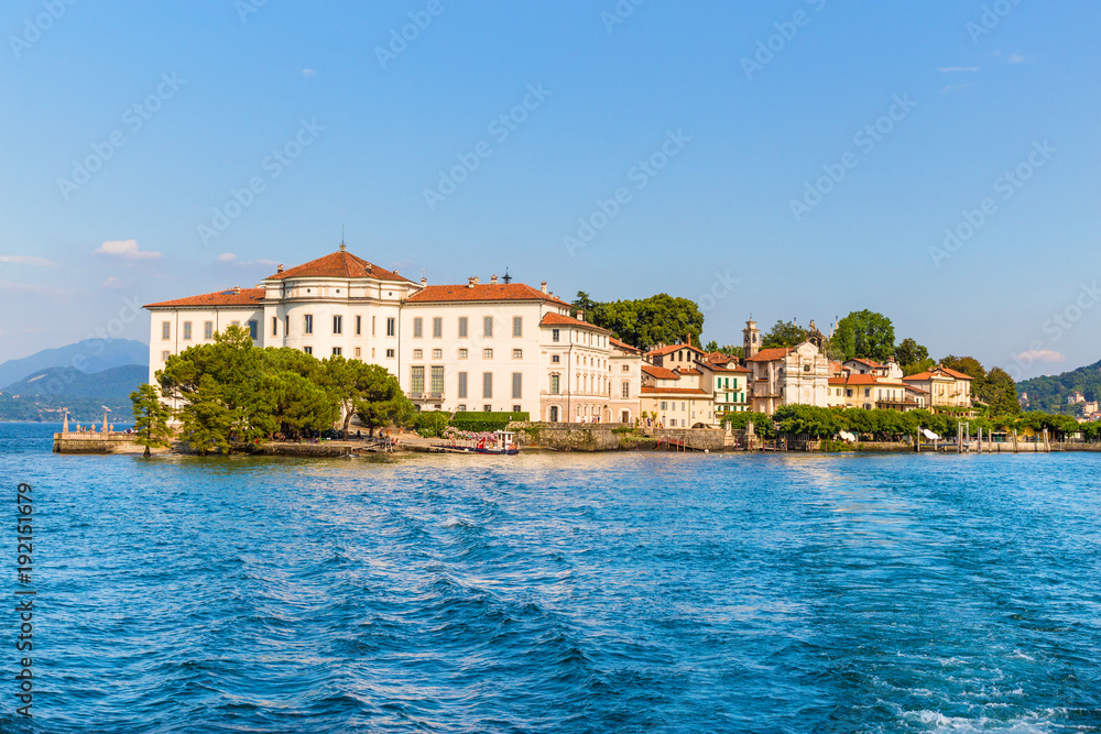 Stresa, Lake Maggiore, Italy, 05 July 2017. View of Renaissance palace Borromee; Stresa, on Lake Maggiore, Piedmont, Italy