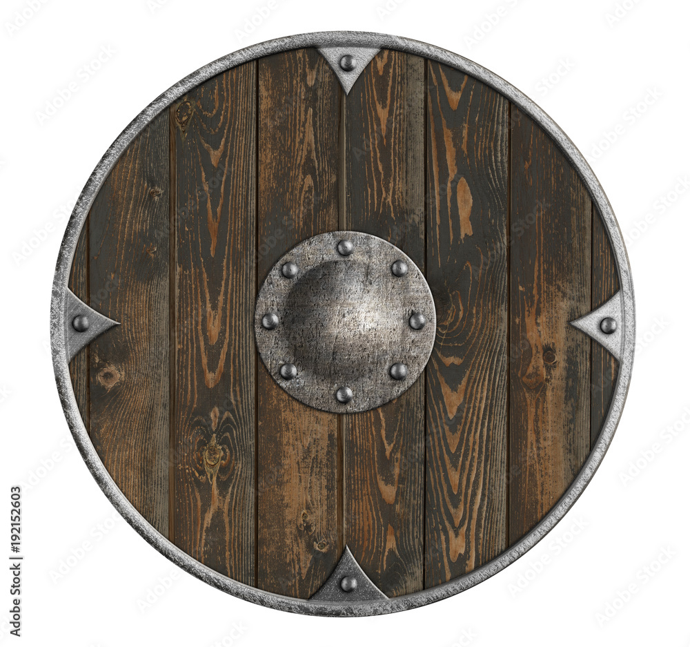 old wooden vikings' shield isolated 3d illustration old wooden vikings' shield isolated 3d illustration