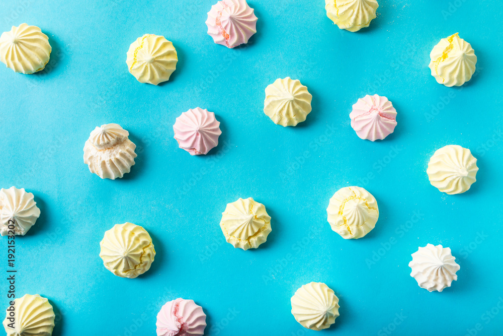 dessert meringue on blue dessert meringue on blue
