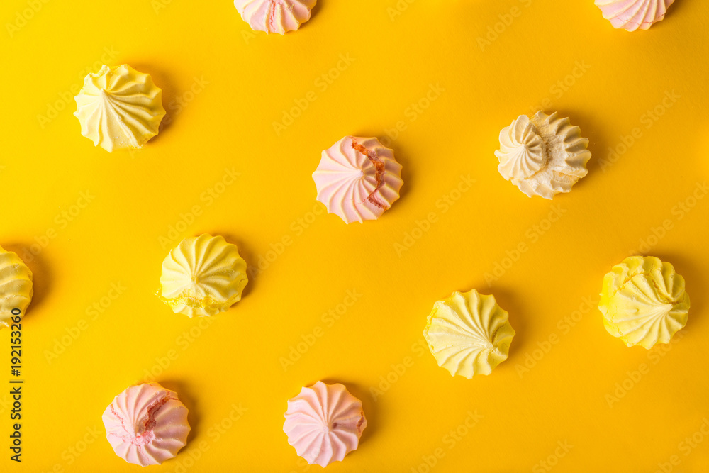 dessert meringue on yellow dessert meringue on yellow