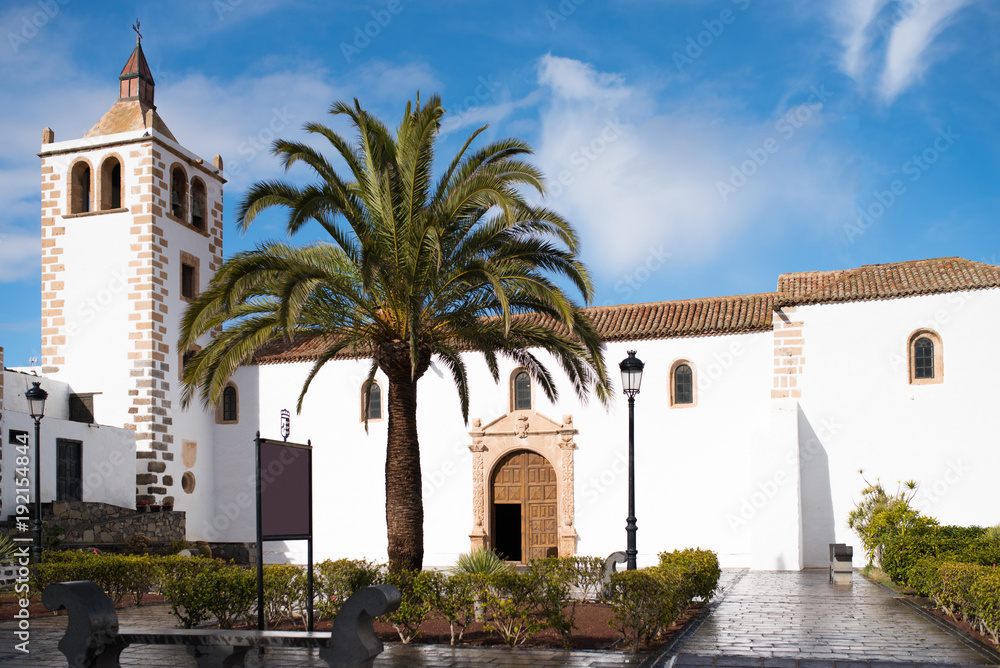 church Santa Maria de Betancuria in Betancuria, Fuerteventura under blue sky on sunny day