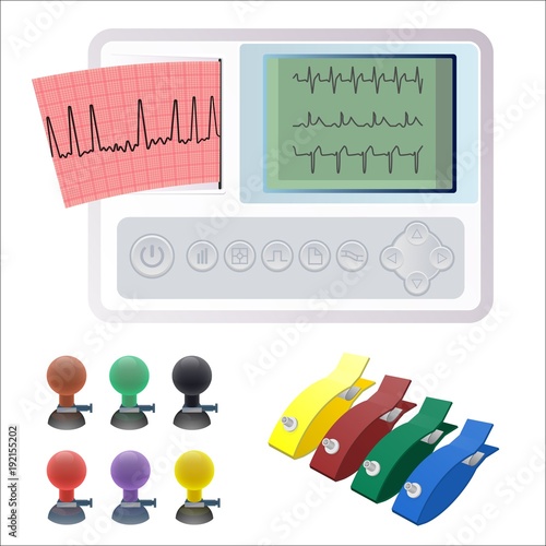 Electrocardiography ECG or EKG machine recording electrical activity of heart